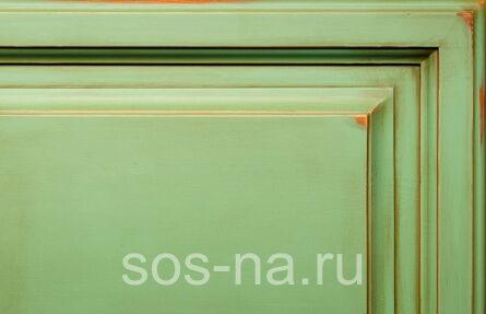 Зеленый + скрэп + патина(эмаль с эффектами)