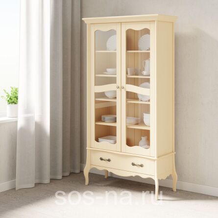 Шкаф 2х дв. со стекл. дверями Лебо