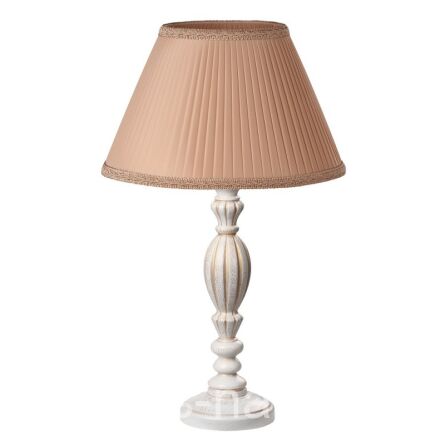 Лампа настольная Севенна выбеленный дуб/золото с абажюром из шелка