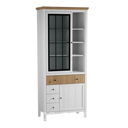 Шкаф для посуды Сканди 1113СТЧ (1 стеклянная и 1 глухая дверь)